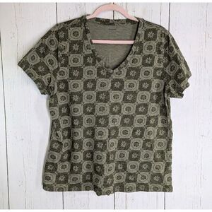 Sonoma Size Large The Everyday Tee Green Pattern Short‎ Sleeve Casual Cotton Top